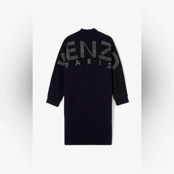 NWT Kenzo Logo V Neck Black Dress Sweatshirt - Picture 5 of 10